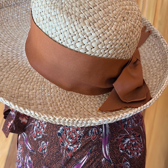 Street Smart by Bernard straw hat with rust color grosgrain ribbon band. - Picture 2 of 12